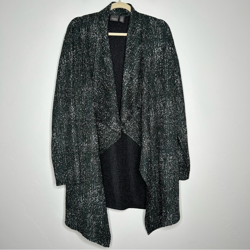Chicos Travelers Waterfall Cardigan Crinkle Fabric Size 3(XL-16) Fall Holiday